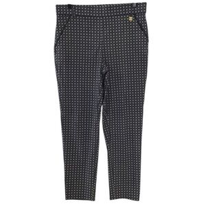 Rafaella Comfort Elastic Waist Pull On Pants Blue Geometric Size 12